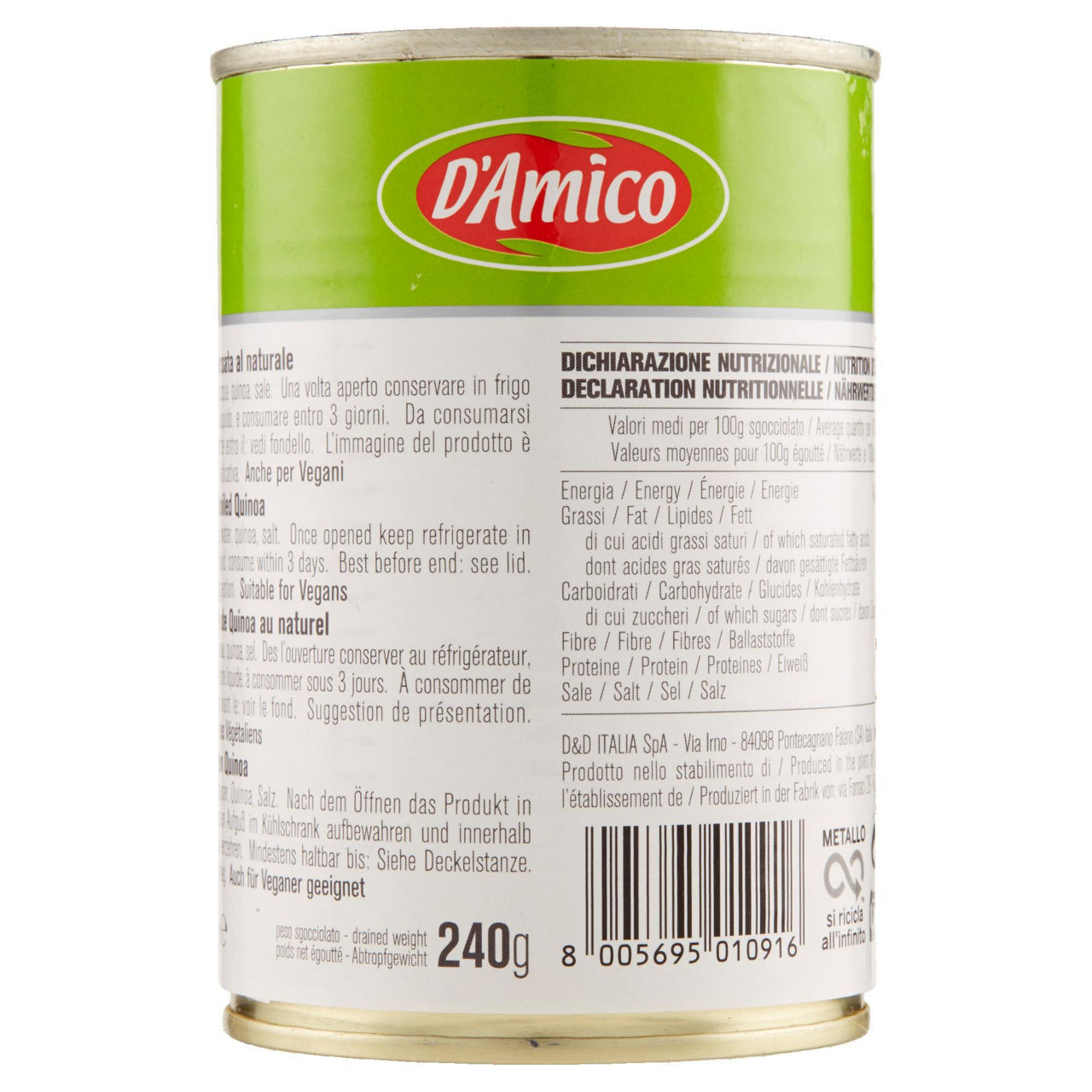 Quinoa lessata al naturale d'amico lattina g 240 - Immagine 11