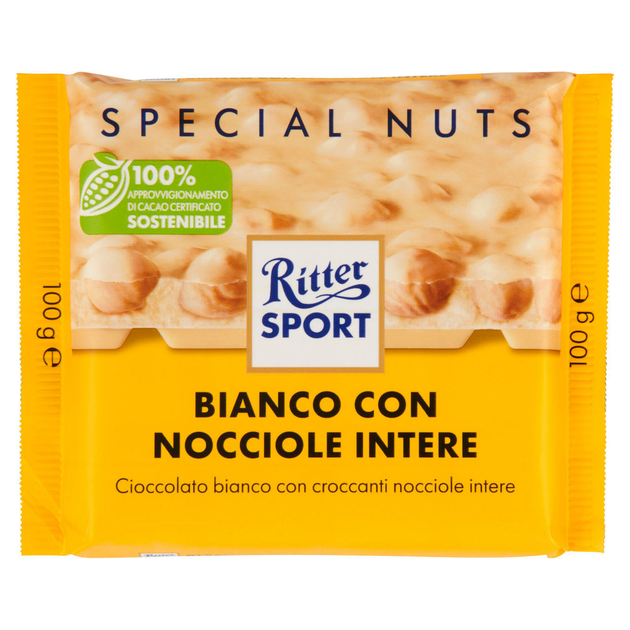 Tavoletta di cioccolato bianco con nocciole intere 100 gr - Immagine 01