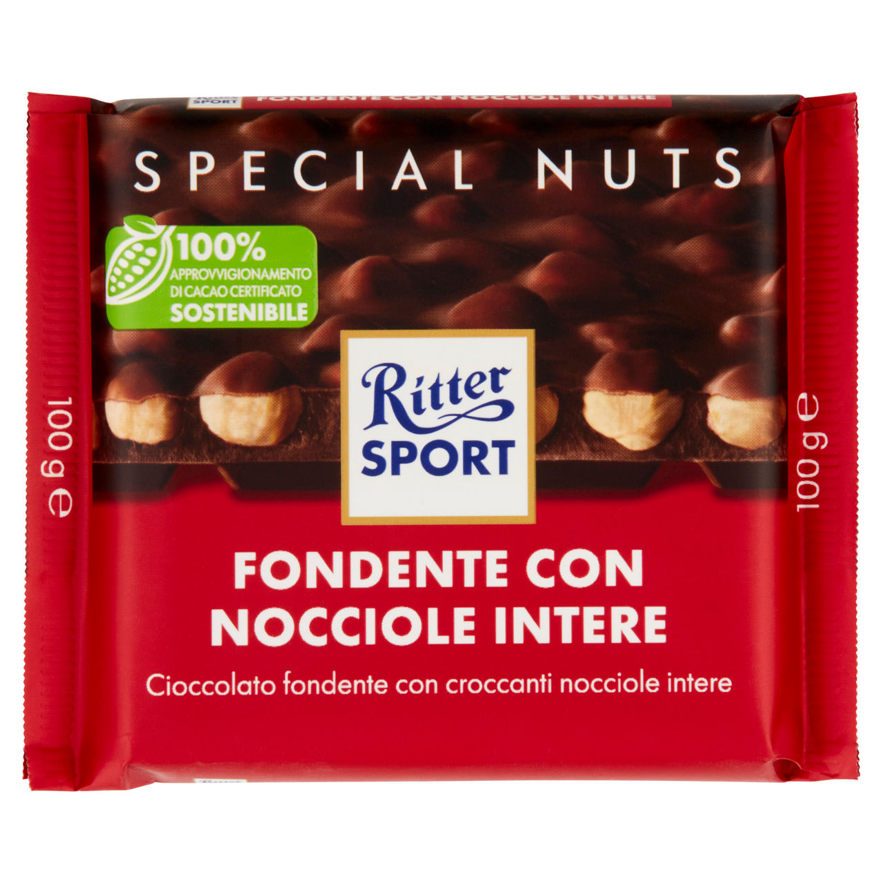 Tavoletta di cioccolato fondente con nocciole intere 100 gr - Immagine 01