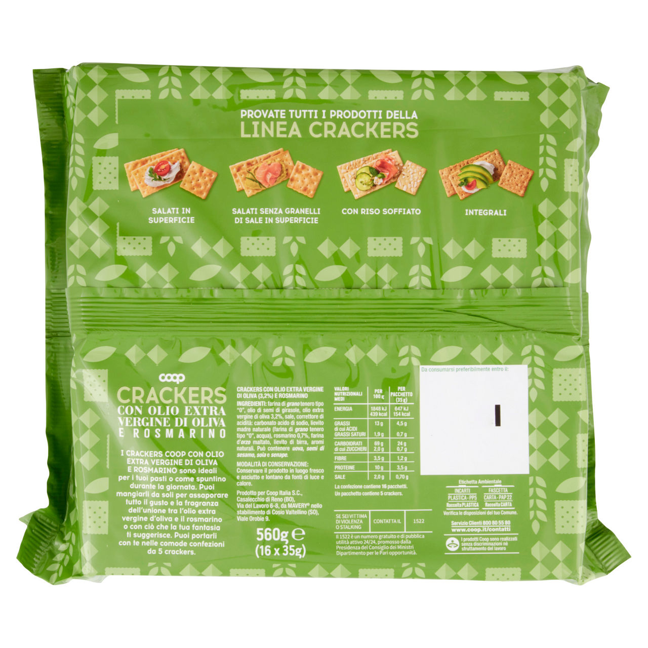 Crackers c/olio extra vergine di oliva  e rosmarino coop incarto gr.560 no palma - Immagine 51