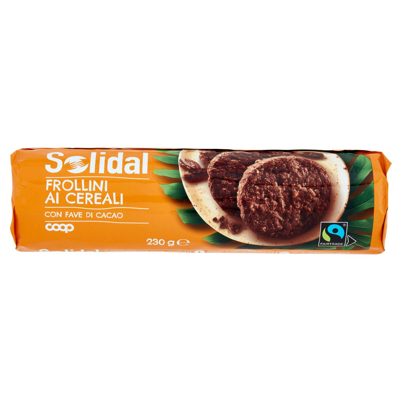 Biscotti frollini ai cereali con fave di cacao 230 gr