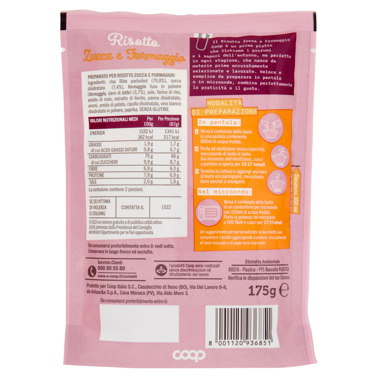 Risotto zucca e formaggio no palma coop busta 175g - Immagine 41