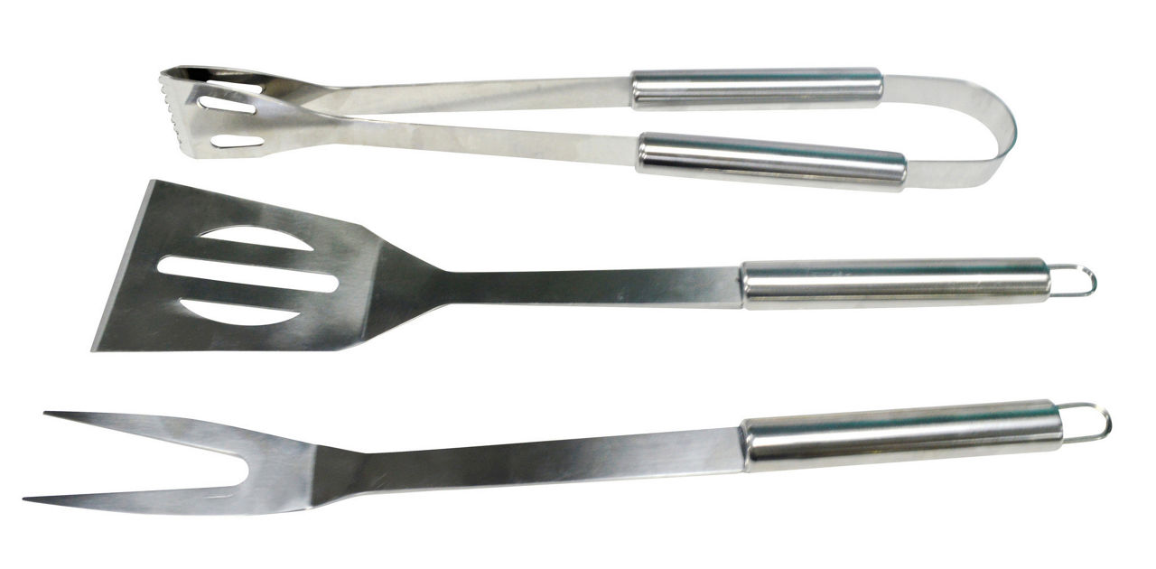 Kit per barbecue pinza forchettone e spatola in acciaio inossidabile 3pz