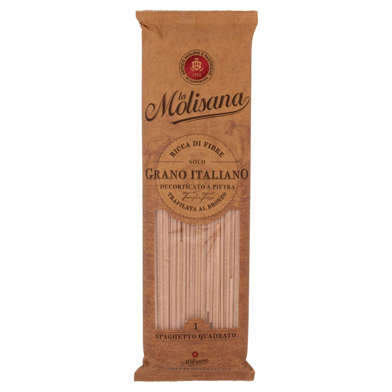 Spaghetto quadrato n. 1 pasta di semola integrale di grano duro 500 gr - Immagine 01