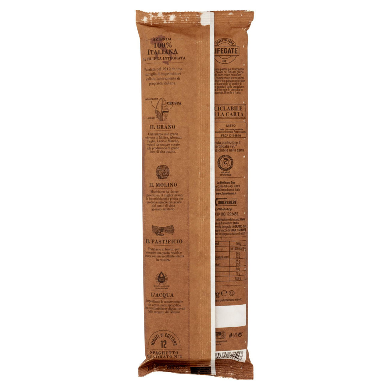 Spaghetto quadrato n. 1 pasta di semola integrale di grano duro 500 gr - Immagine 21