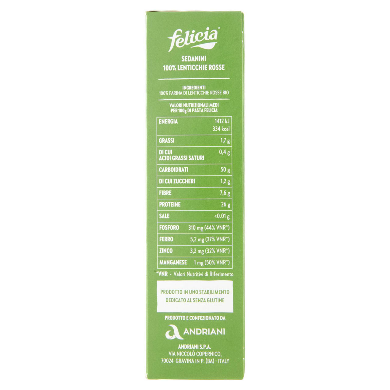 Sedanini pasta di lenticchie rosse senza glutine bio 250 gr - Immagine 51