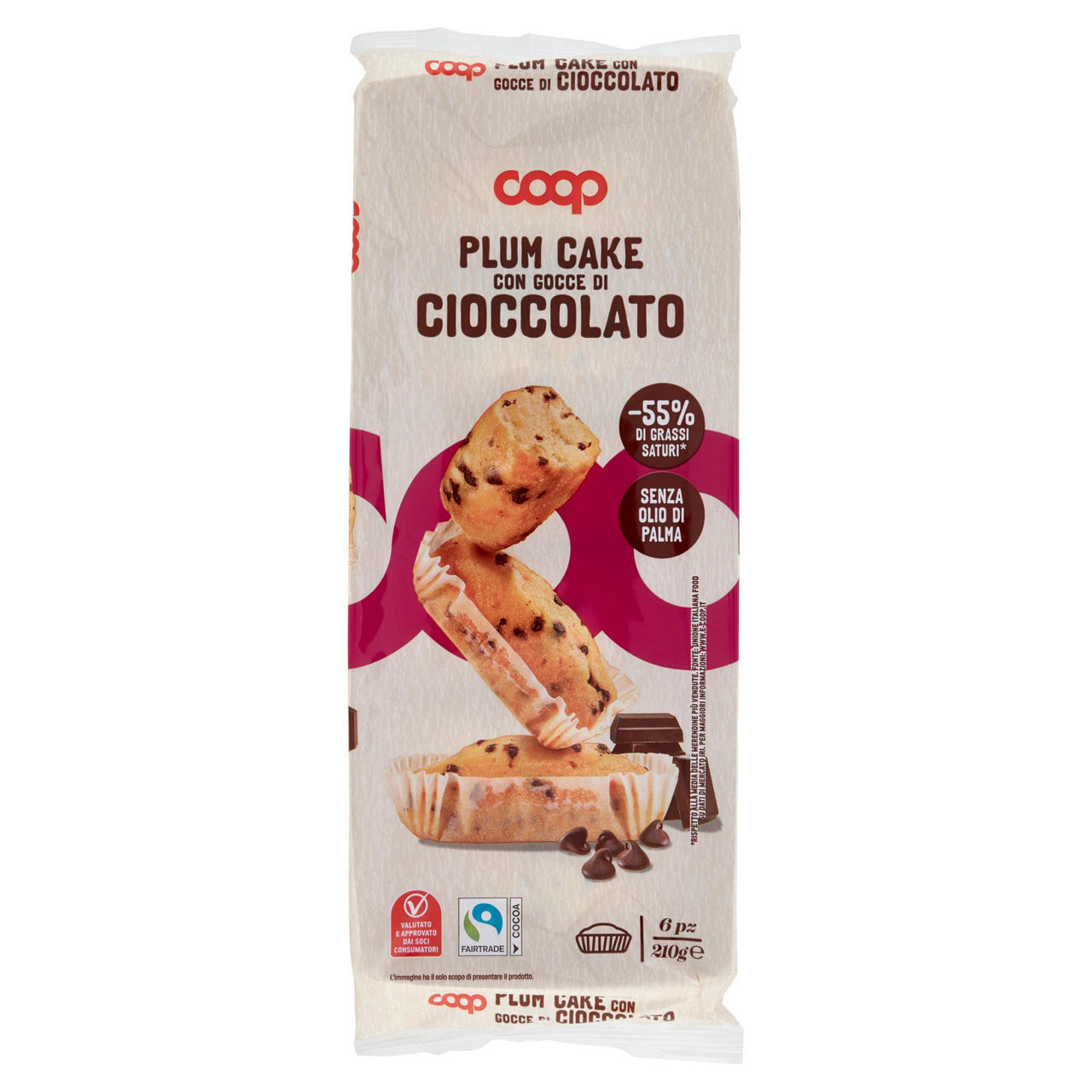 Plumcake con gocce di cioccolato e yogurt 6 pz 210 gr - Immagine 01
