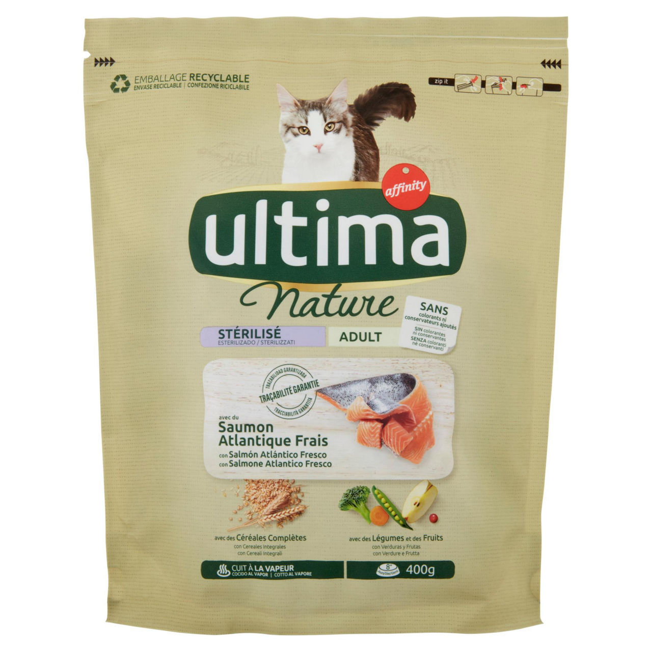 Secco gatto ultima nature sterilizzato salmone sacchetto g 400 - Immagine 01