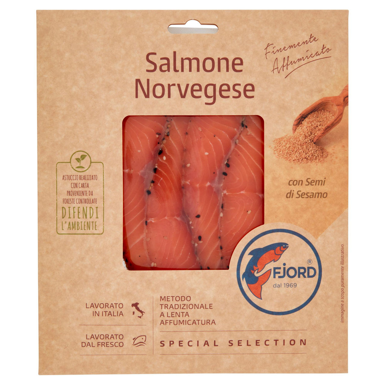Salmone Norvegese affumicato con semi di sesamo 100 gr