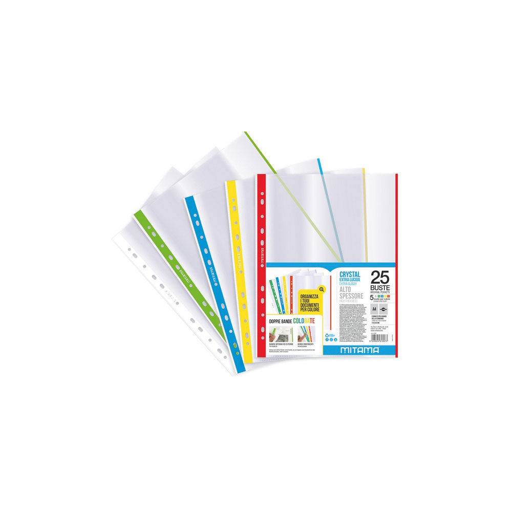 Buste con fori laterali e bordi colorati 25 pz