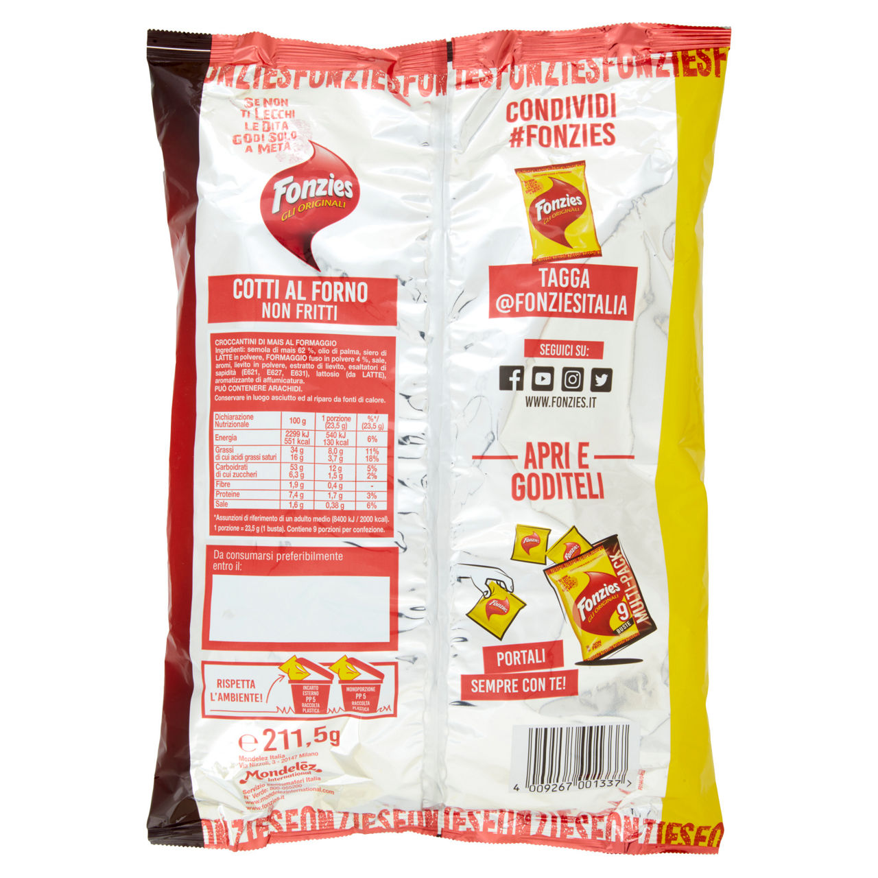 Croccantini di mais al formaggio Fonzies 9 pz 212 gr - Immagine 51