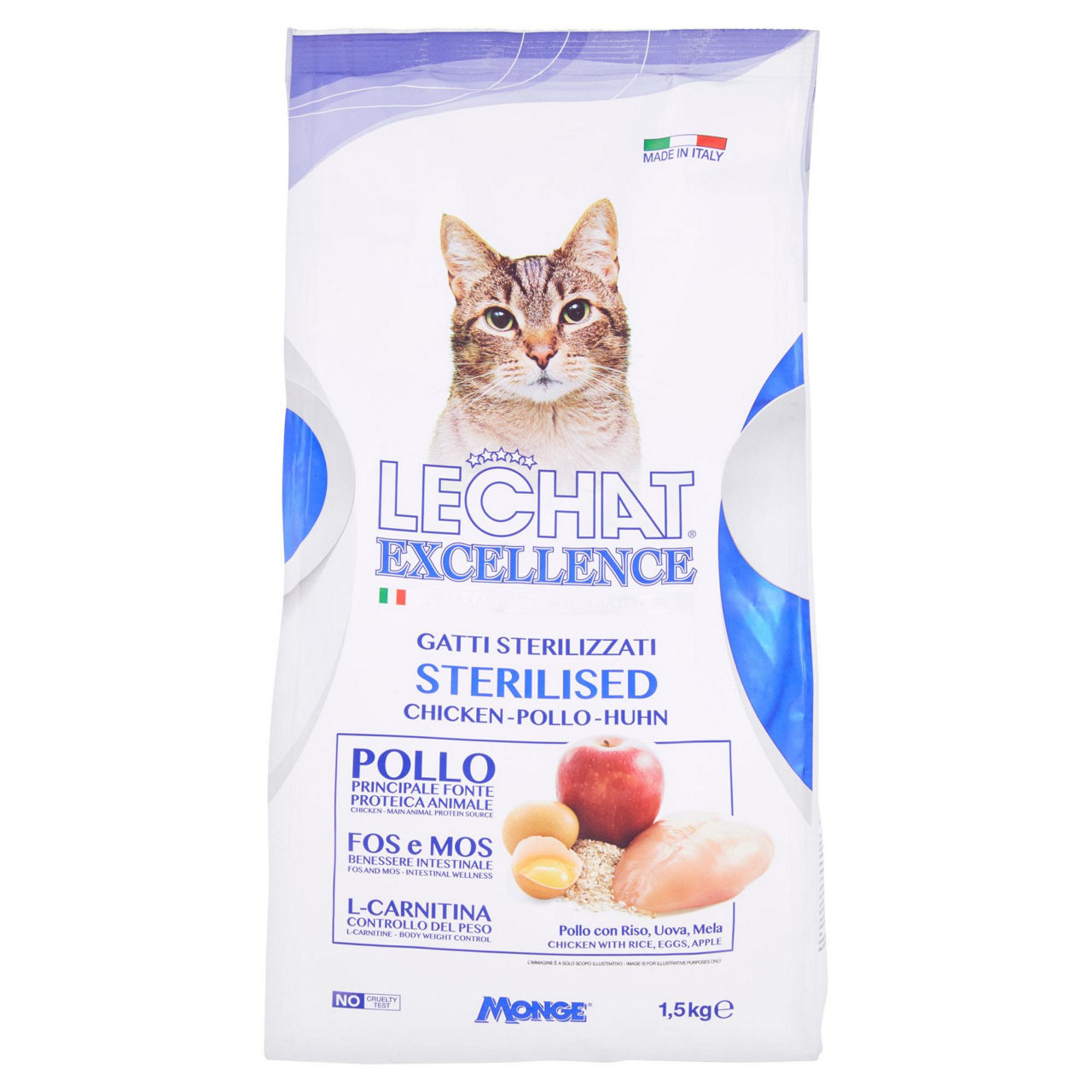 Secco gatto lechat croccantini ex.sterilized pollo sacchetto 1,5kg - Immagine 01