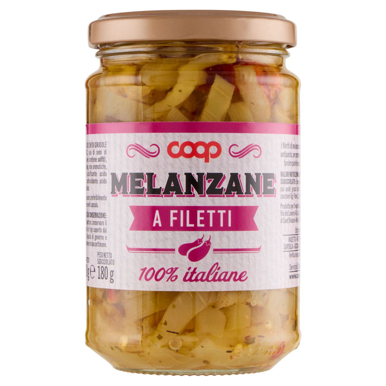 Melanzane a filetti in olio di girasole 280 gr