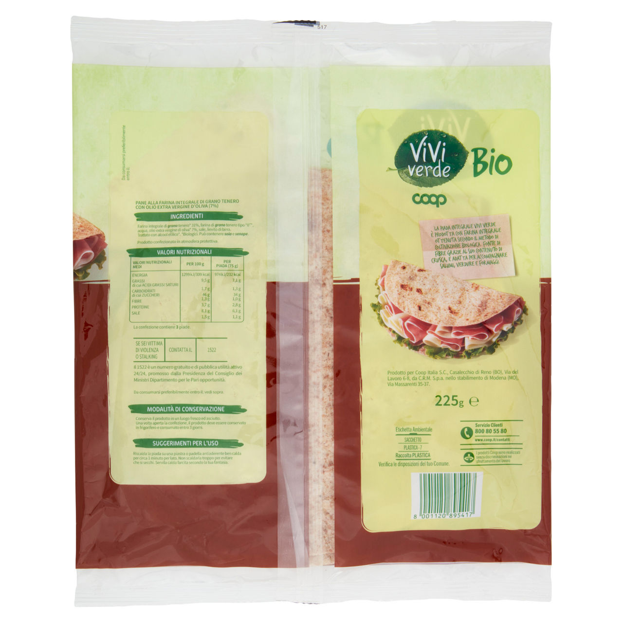 Bella piada integrale biologica vivi verde 3 x 75 g - Immagine 41