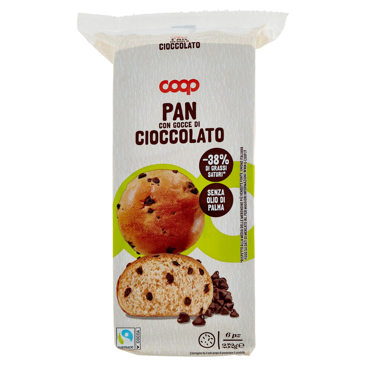 Pan di cioccolato con gocce di cioccolato 6 pz x 42 gr - Immagine 01