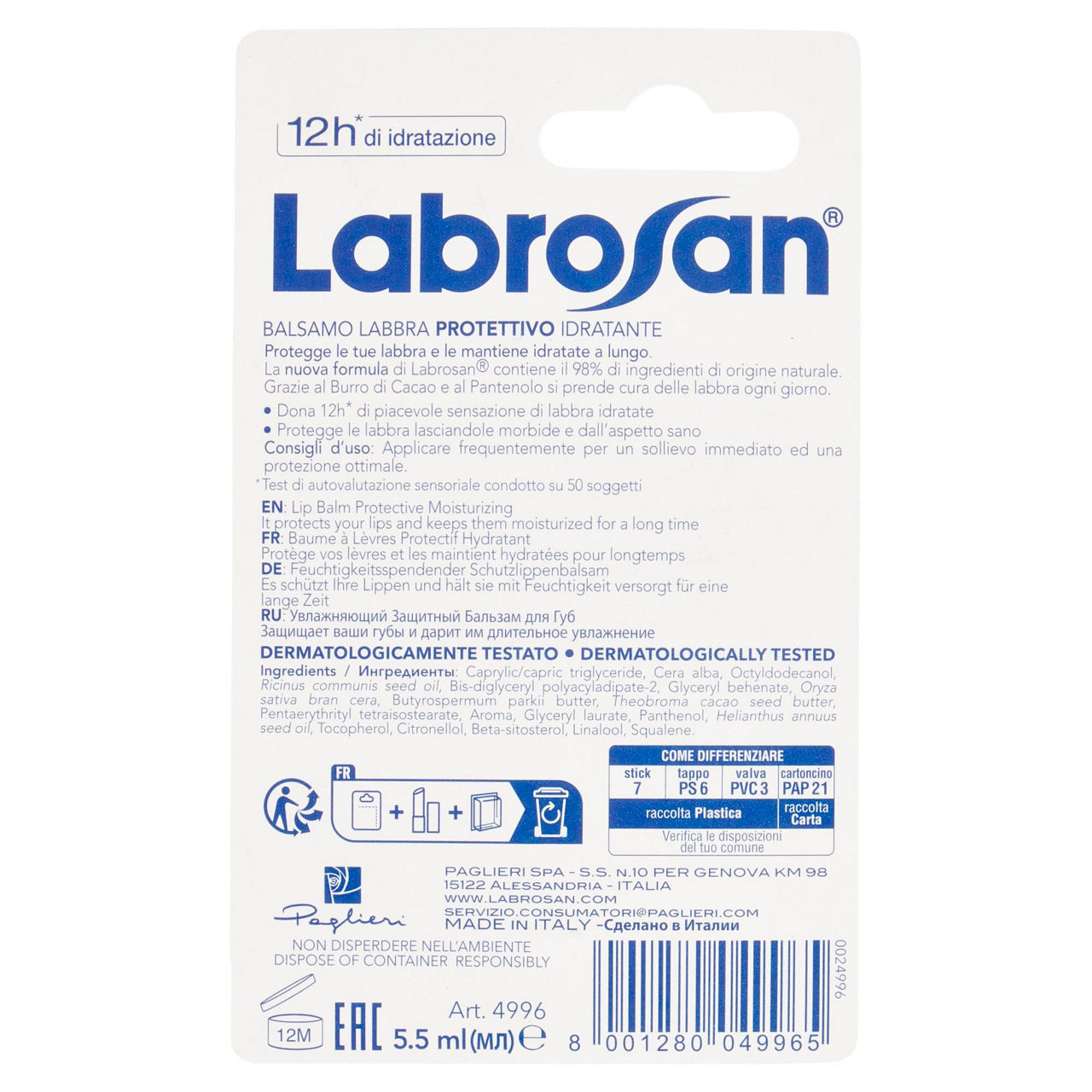 Balsamo labbra labrosan protettivo 12 ore ml 5,5 - Immagine 11