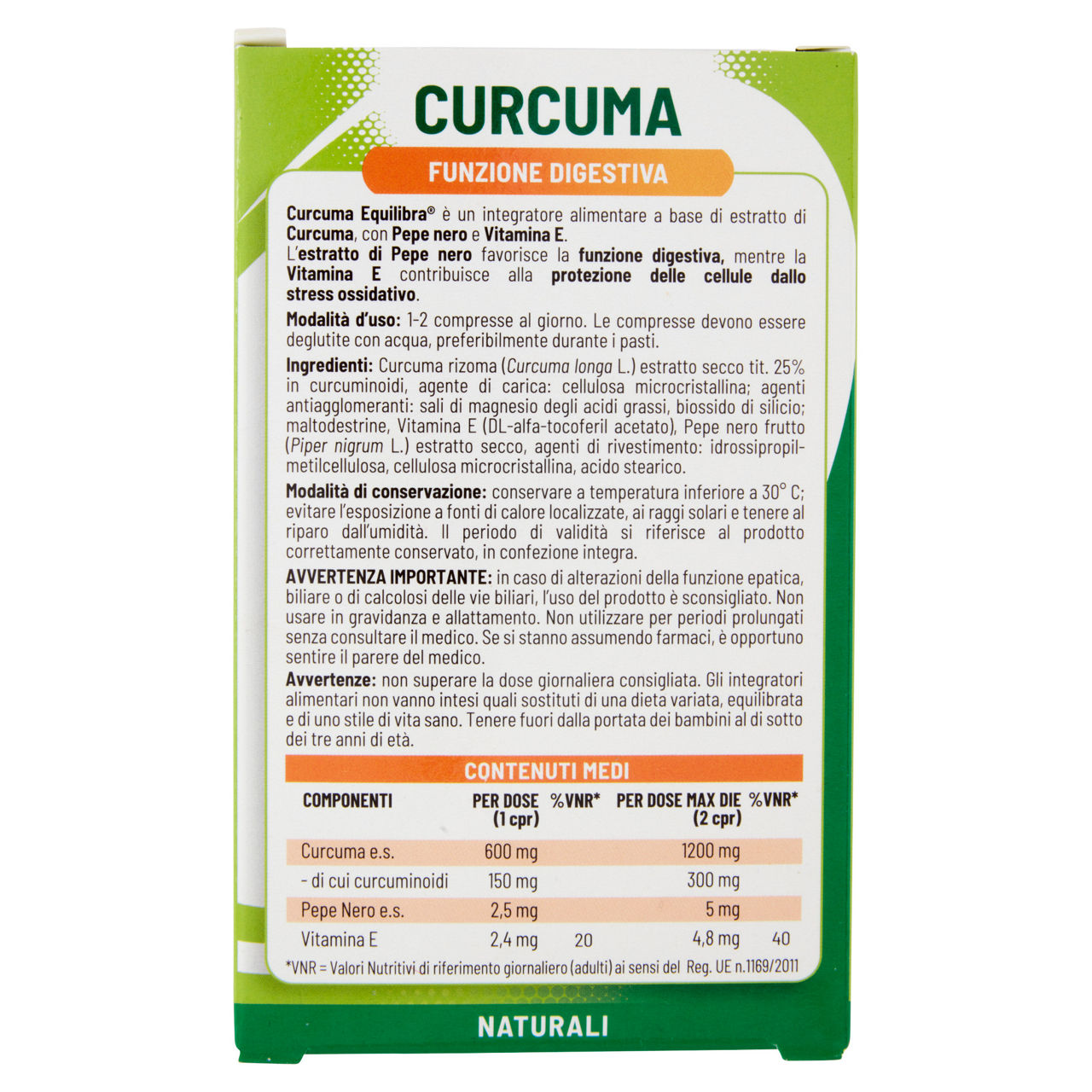 INTEGRATORE EQUILIBRA CURCUMA 20 CPR GR 18,18 - Immagine 51