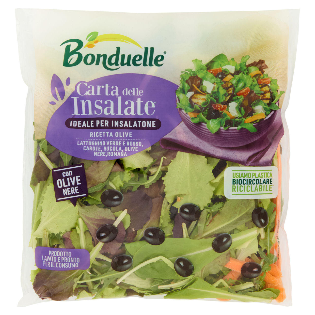 Mix insalata con carote e olive nere 140 gr - Immagine 01