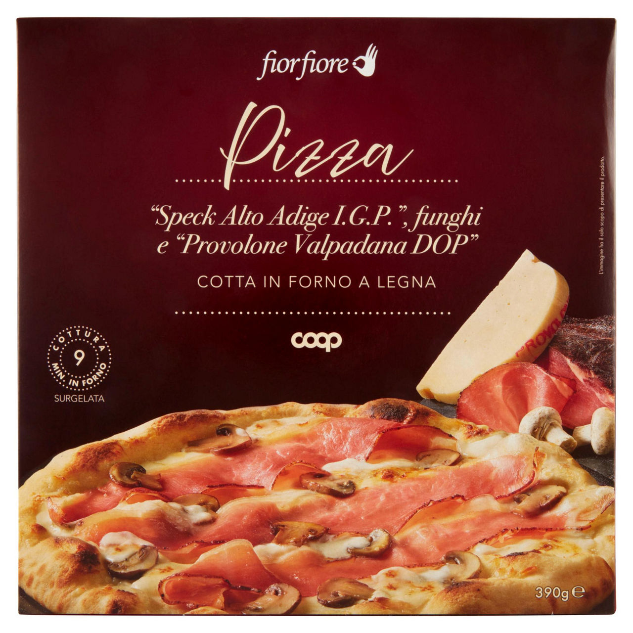Pizza con speck alto adige IGP funghi e Provolone Valpadana DOP 390 gr - Immagine 01