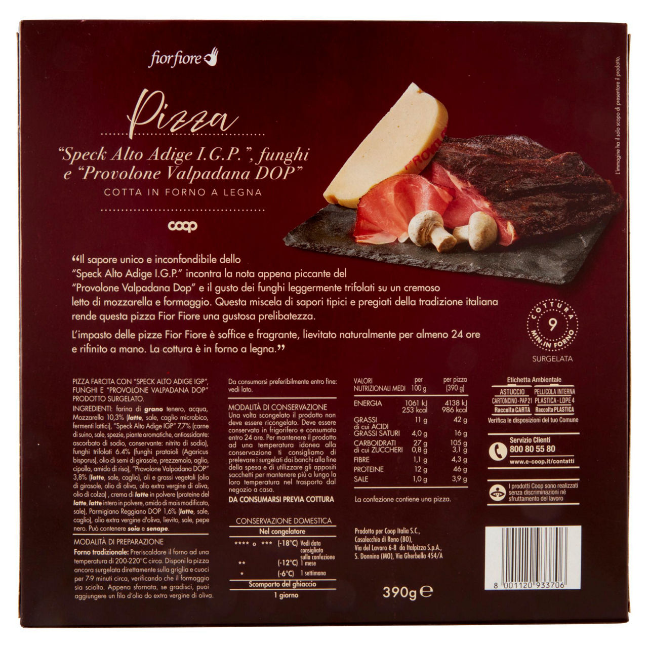 Pizza con speck alto adige IGP funghi e Provolone Valpadana DOP 390 gr - Immagine 61