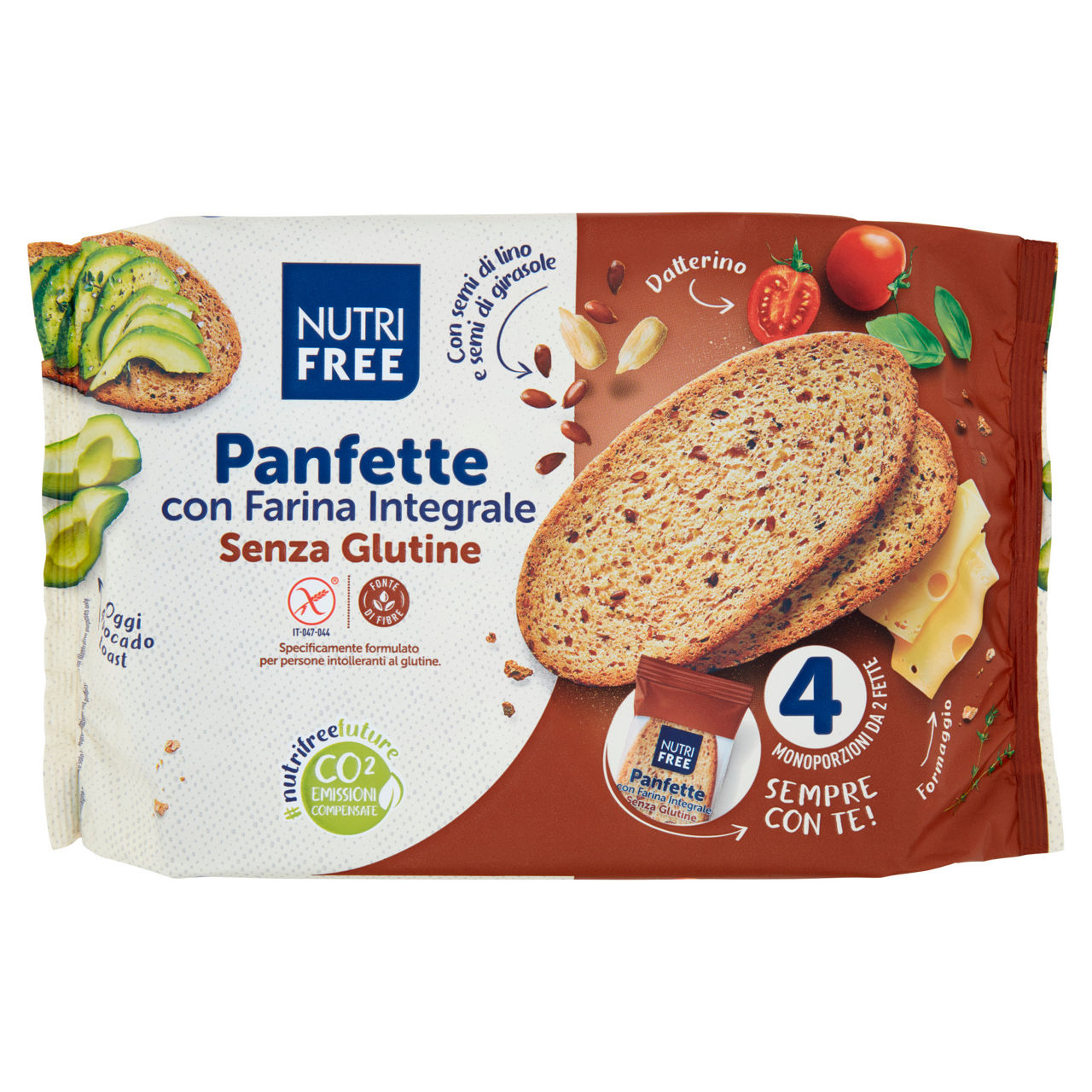 Pane a fette con farina integrale senza glutine 4 monoporzioni 340 gr - Immagine 01