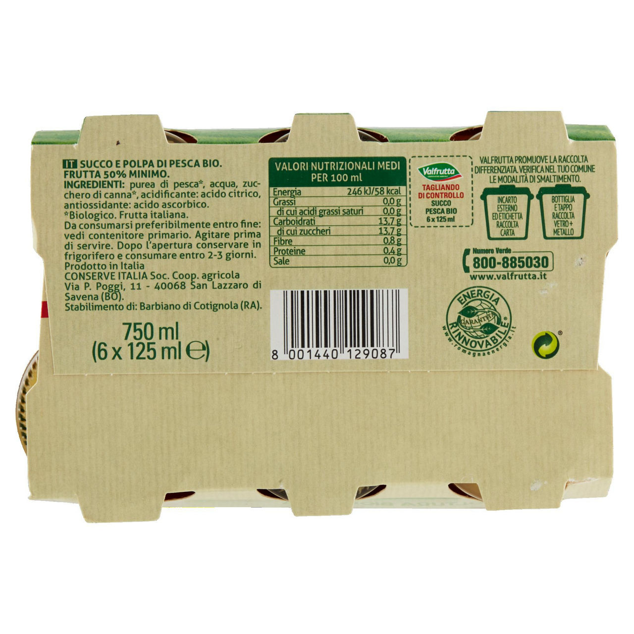 Succo e polpa di pesca bio 6 pz x 125 - Immagine 51