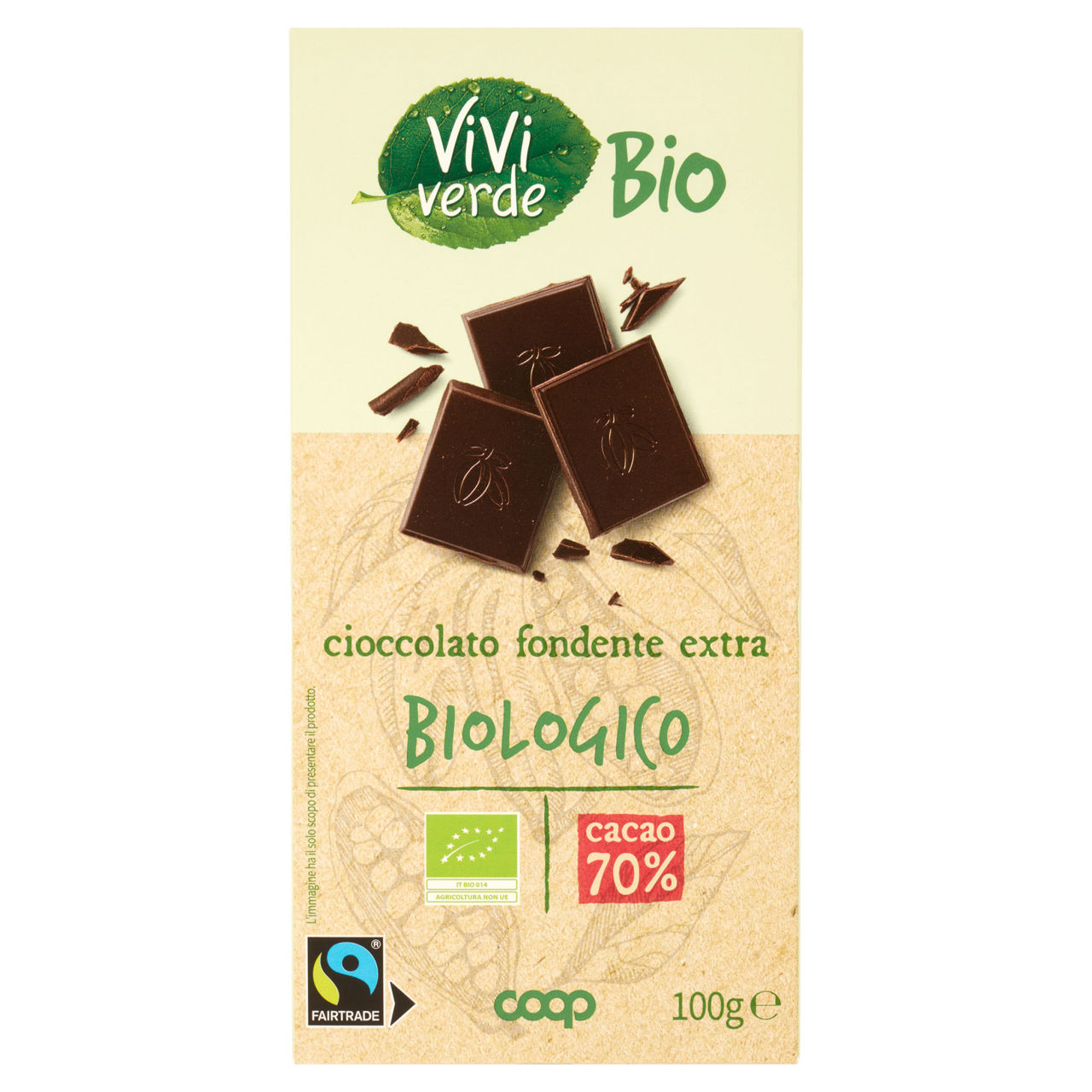 Tavoletta cioccolato fondente extra 70% bio100 gr