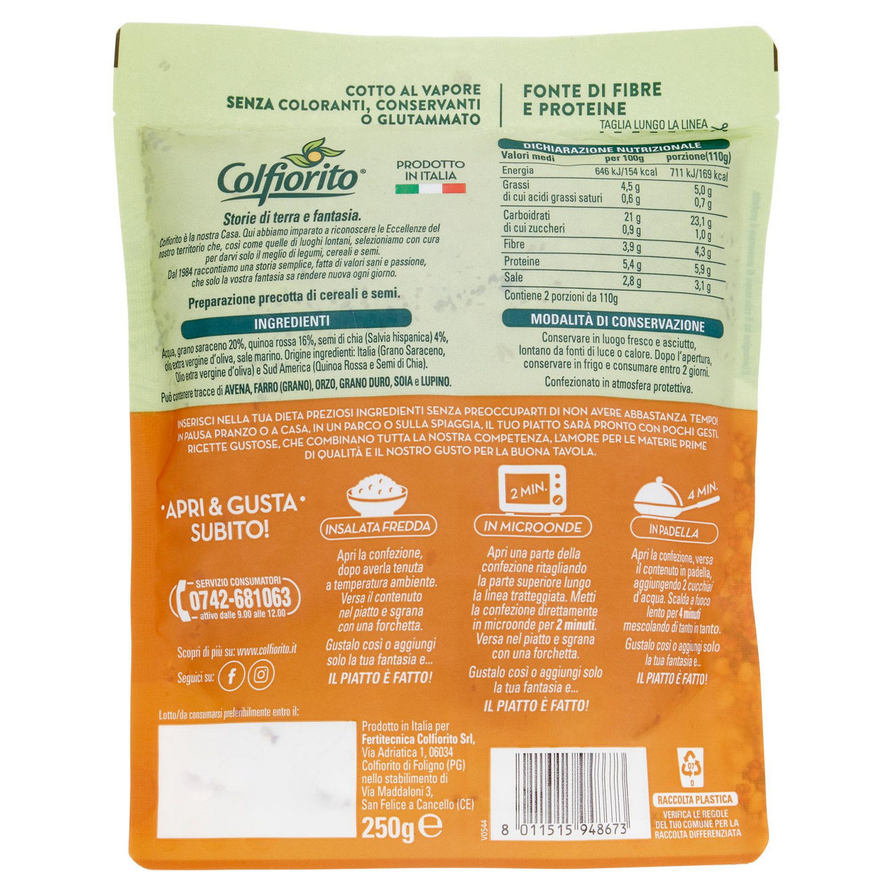 Preparazione precotta di cereali e semi 250 gr - Immagine 11