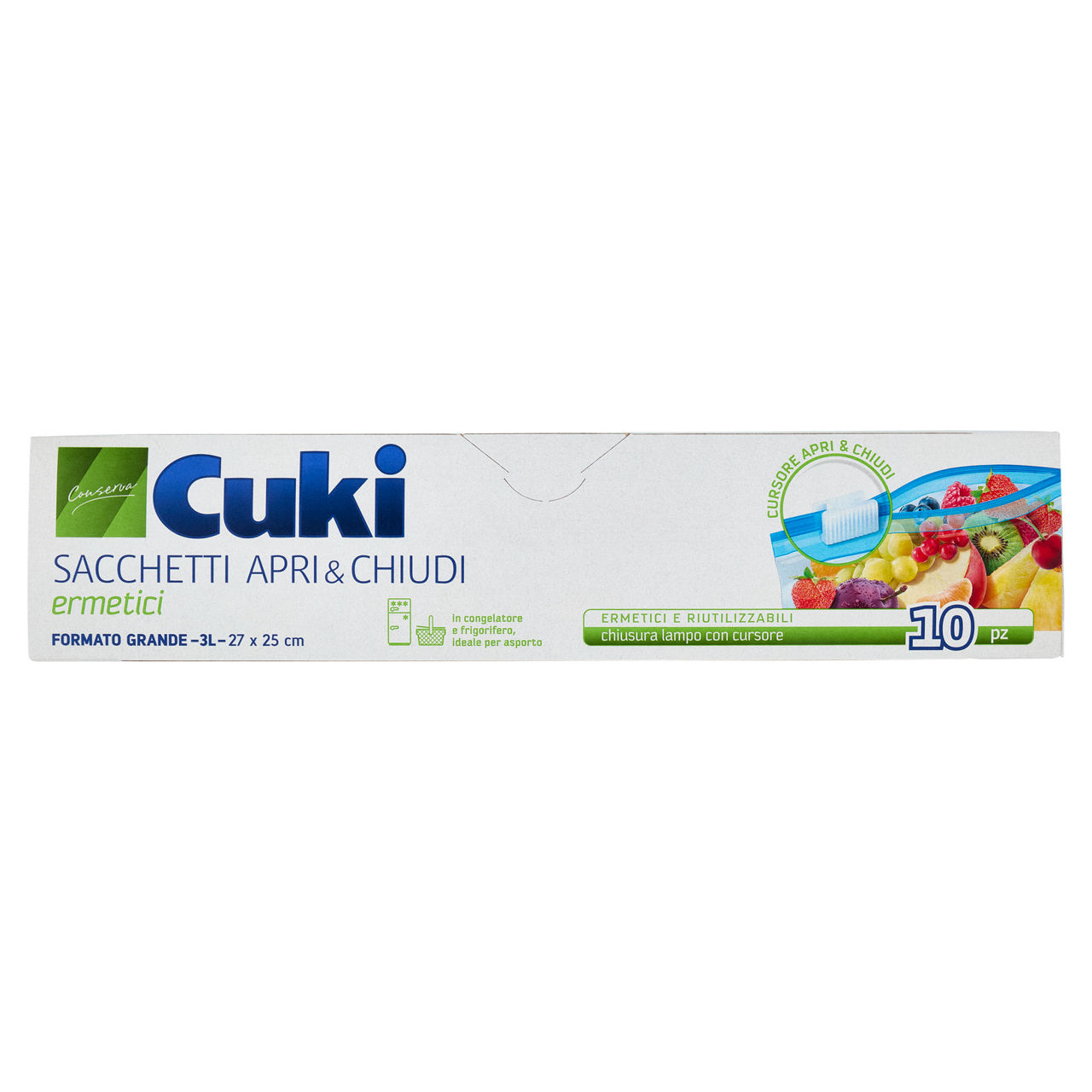 Sacchetti freezer cuki  apri&chiudi ermetici con cursore grandi cm 27x25 lt 3 - Immagine 01