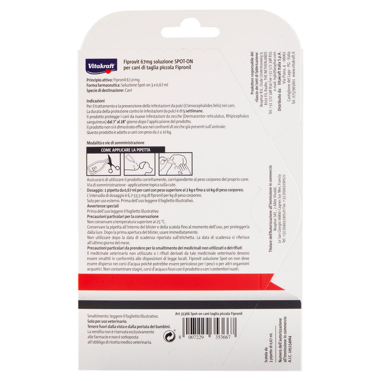 Antiparassitario per cani piccola taglia repelt spot-on fipronil 3 pz - Immagine 11