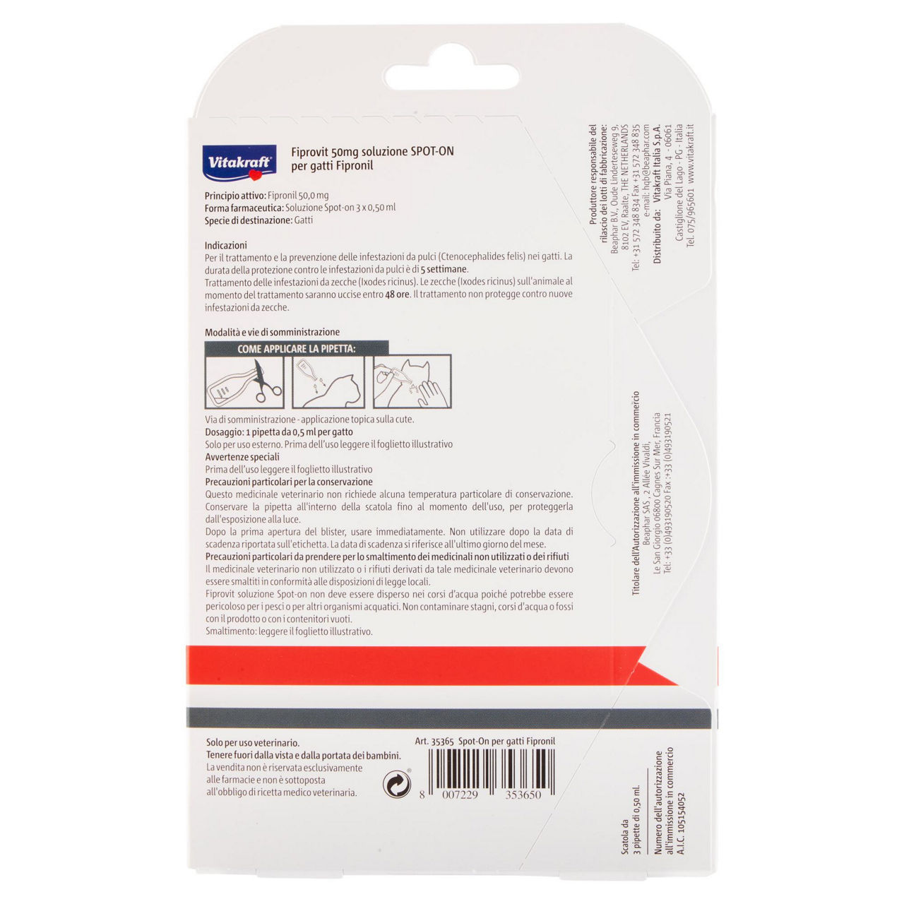 Antiparassitario per gatti spot-one fipronil 3 x 0,50 ml - Immagine 11