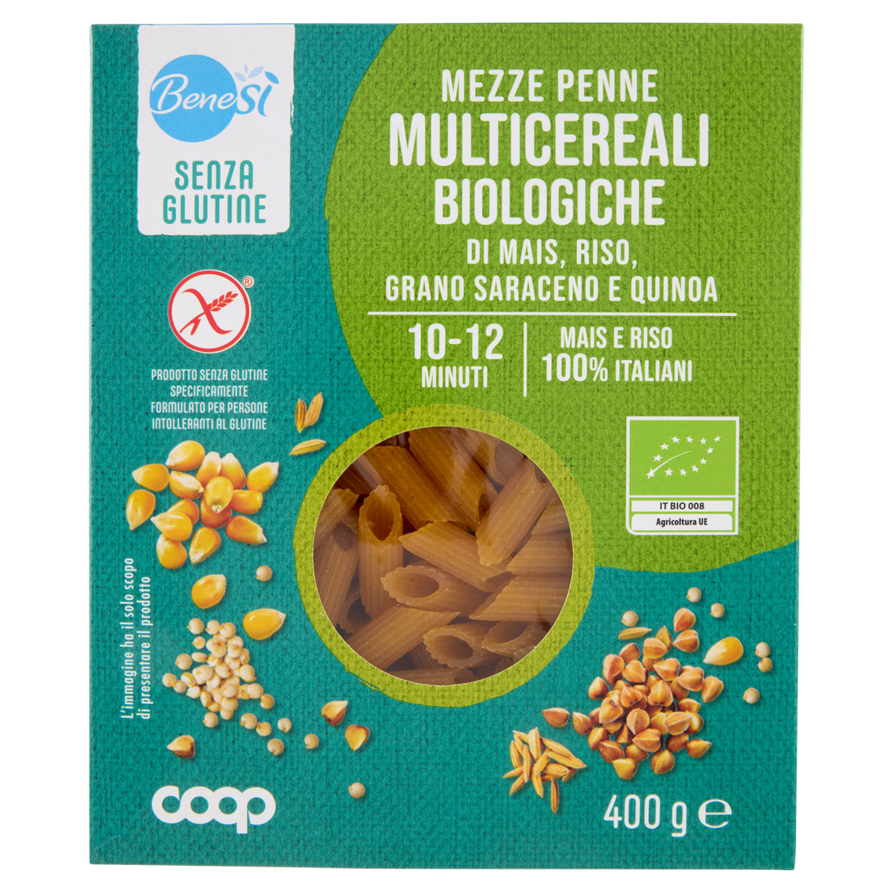 Mezze penne pasta multicereali senza glutine bio 400 gr - Immagine 01