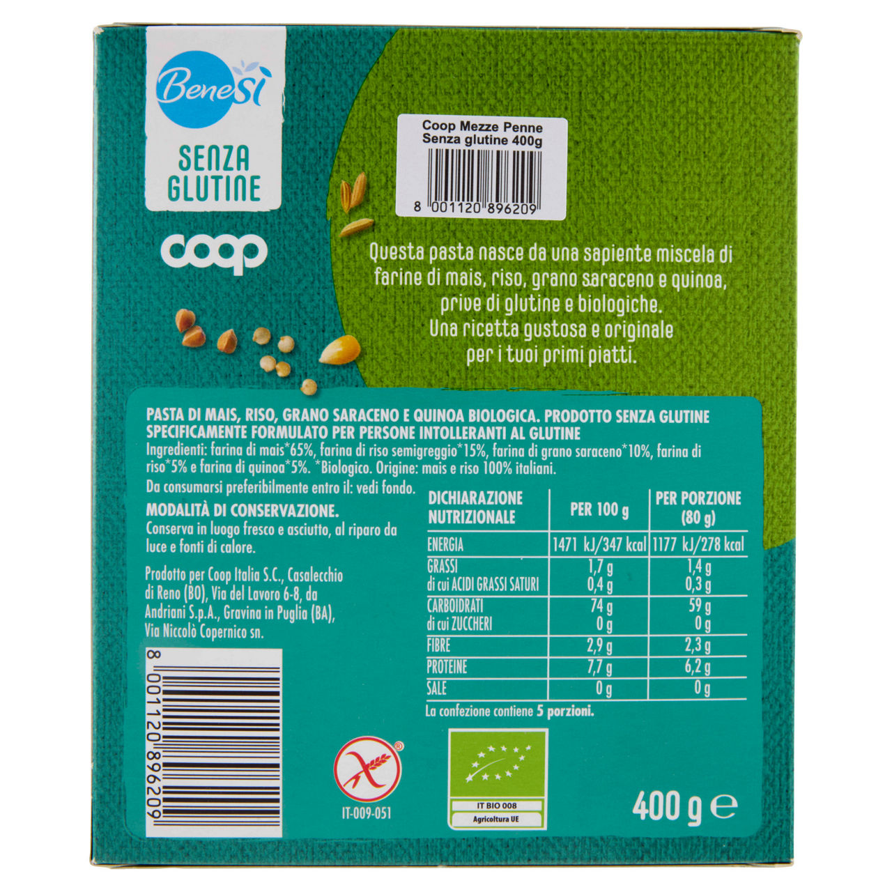 Mezze penne pasta multicereali senza glutine bio 400 gr - Immagine 31