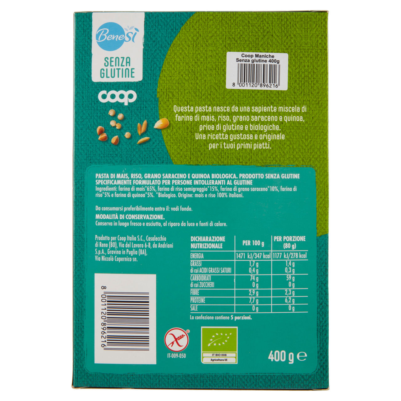 Maniche pasta multicereali senza glutine bio 400 gr - Immagine 61