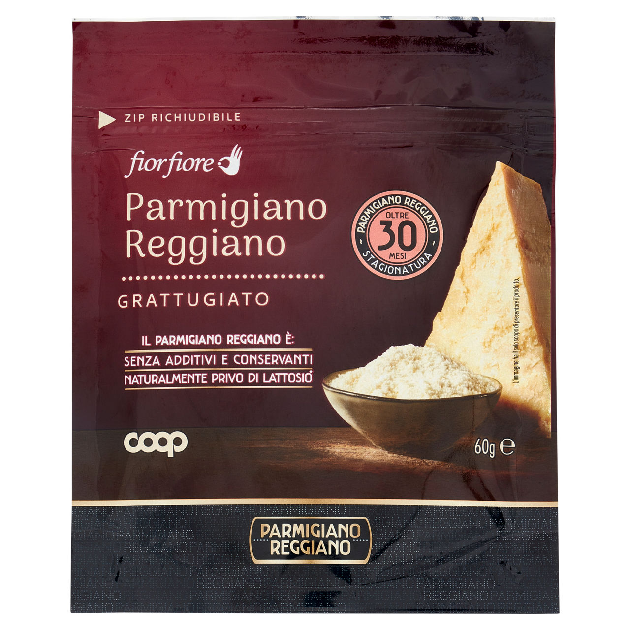 Parmigiano Reggiano DOP oltre 30 mesi grattugiato 60 gr - Immagine 01