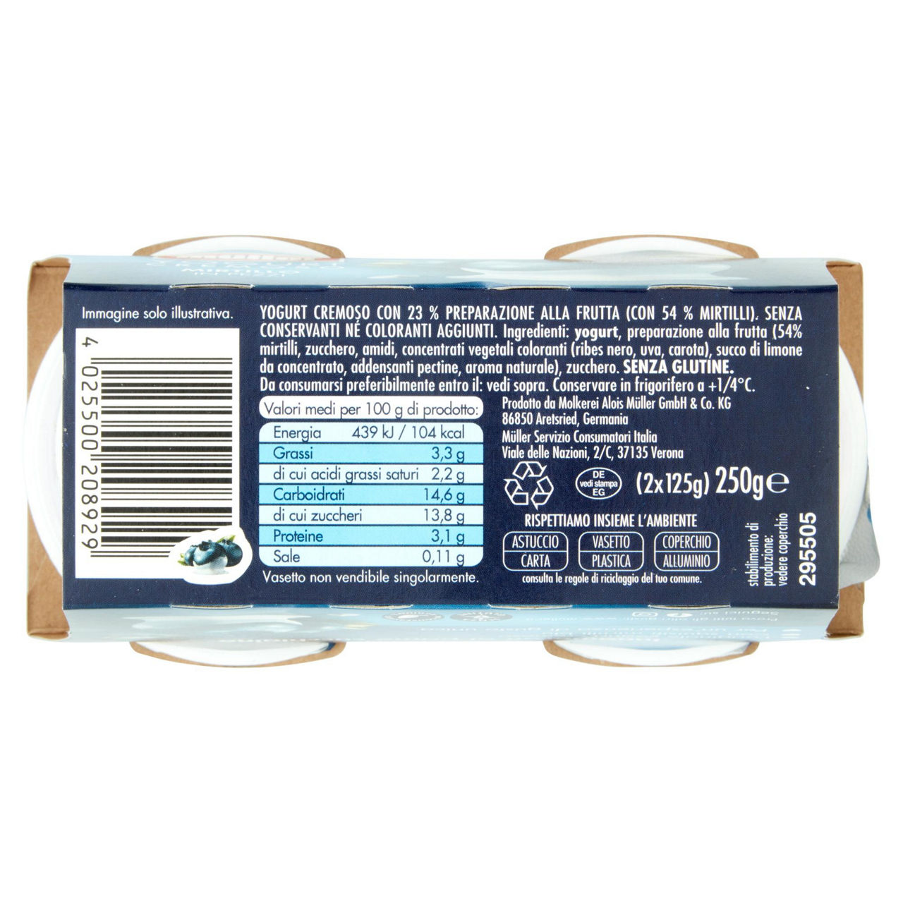 Yogurt cremoso con mirtillo in pezzi 2 pz da 125 gr - Immagine 51