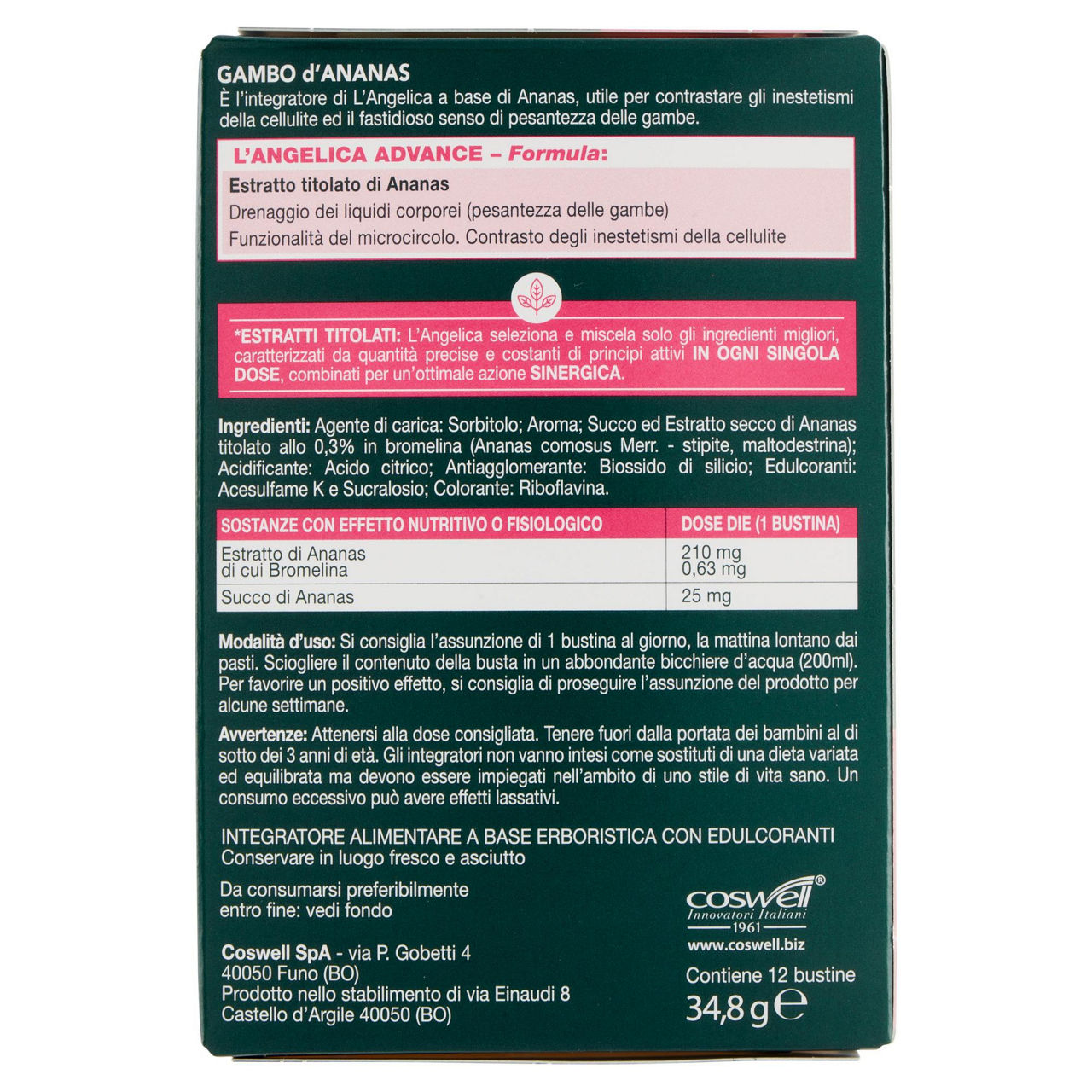 Integratore alimentare drenante a base gambo d'ananas 12 bustine - Immagine 31