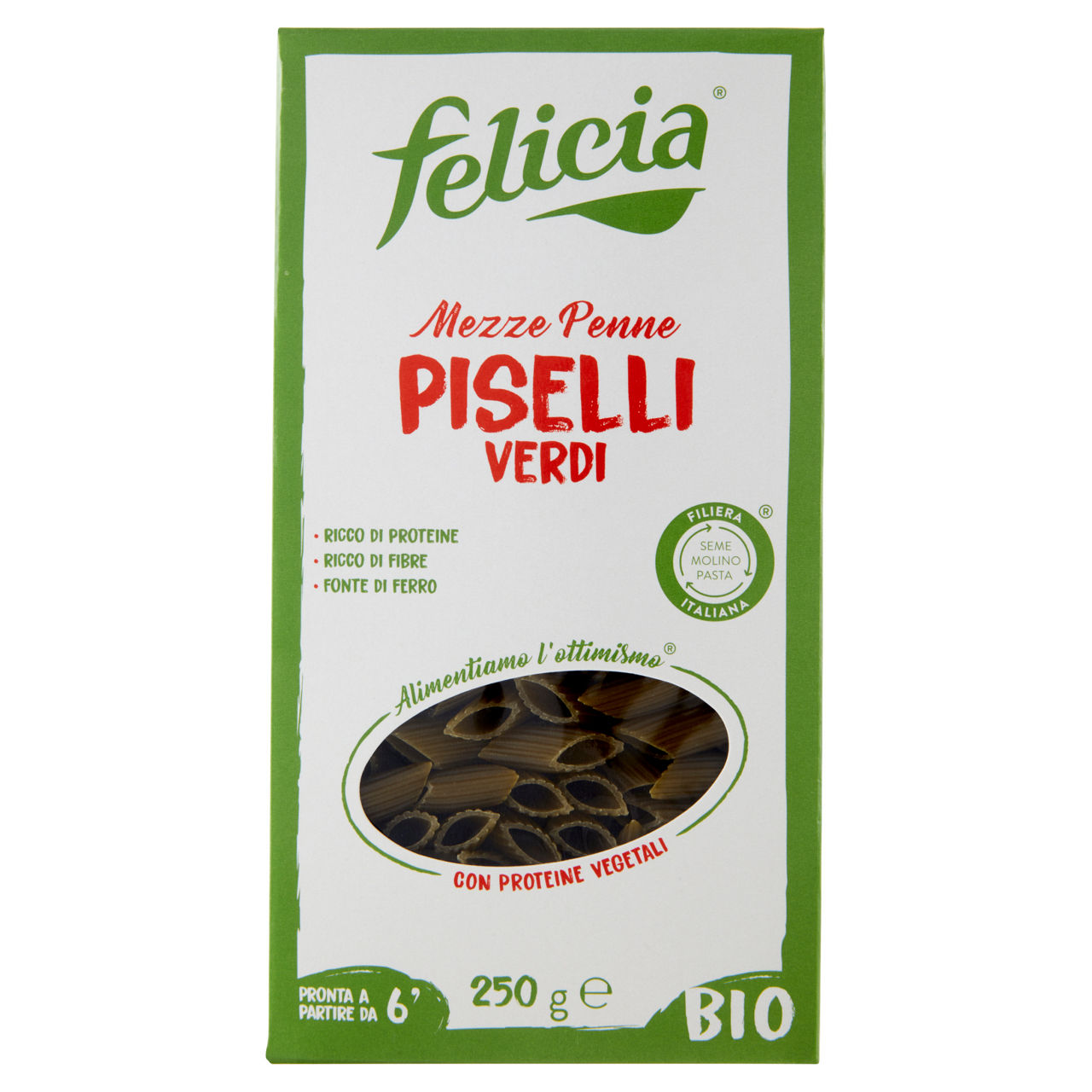 Pasta mezze penne di piselli verdi bio 250 gr
