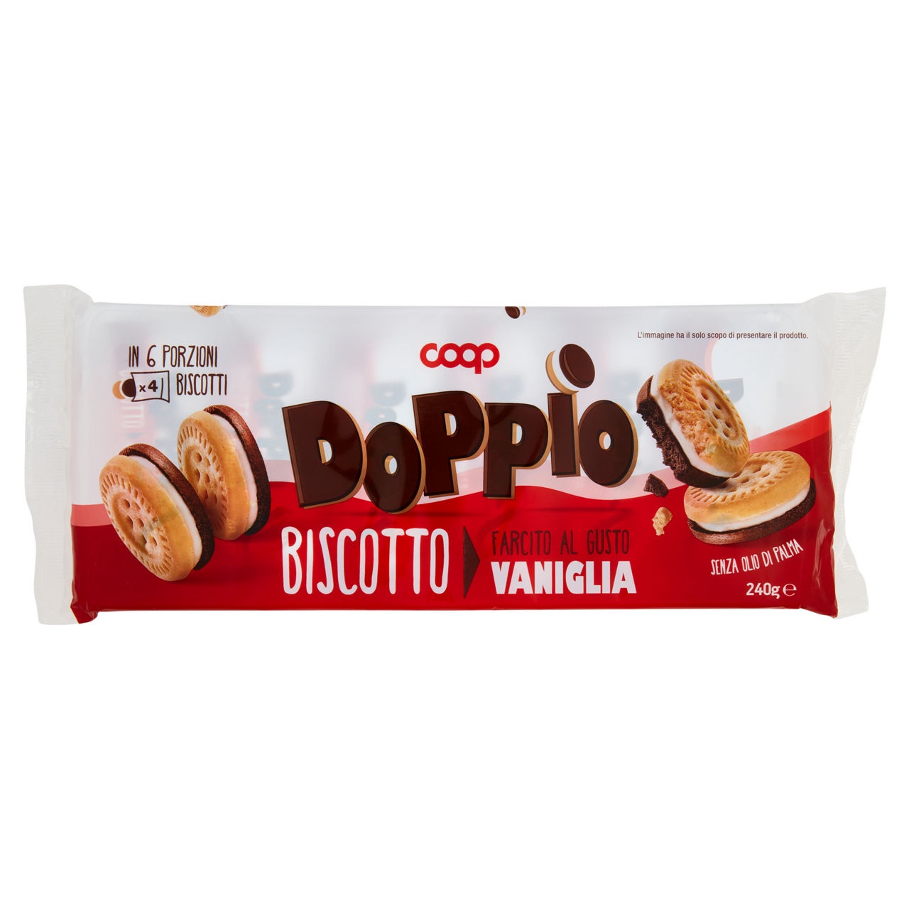 Snack biscotto farcito al gusto di vaniglia 6 pz x 40 gr