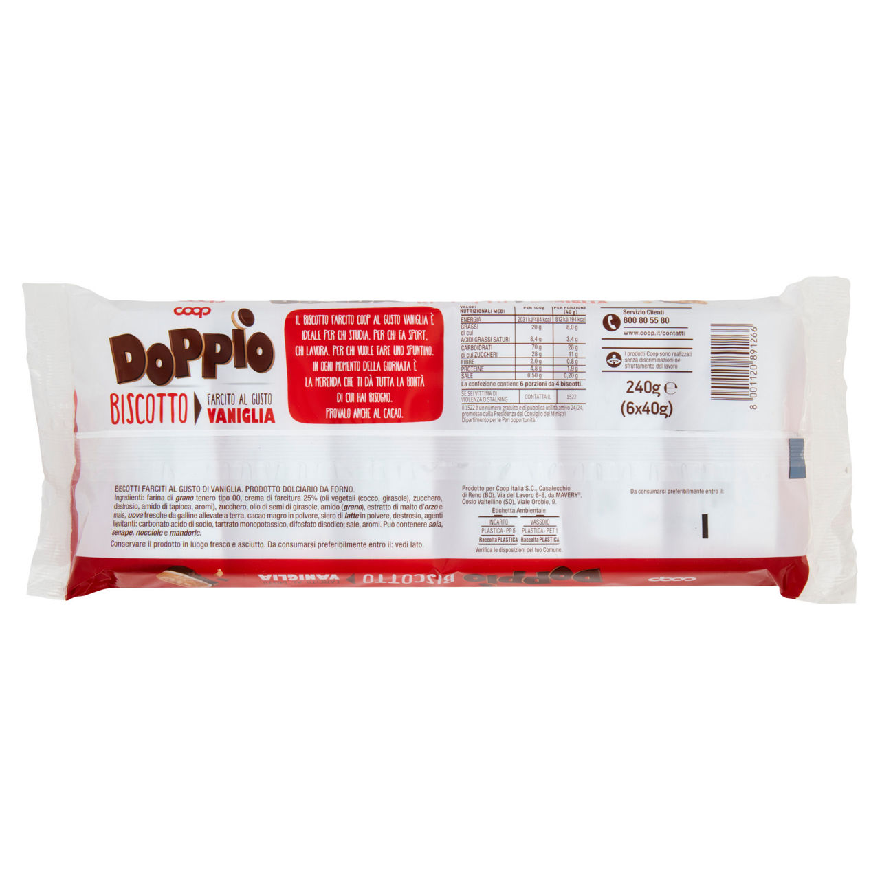 Snack biscotto farcito al gusto di vaniglia 6 pz x 40 gr - Immagine 21