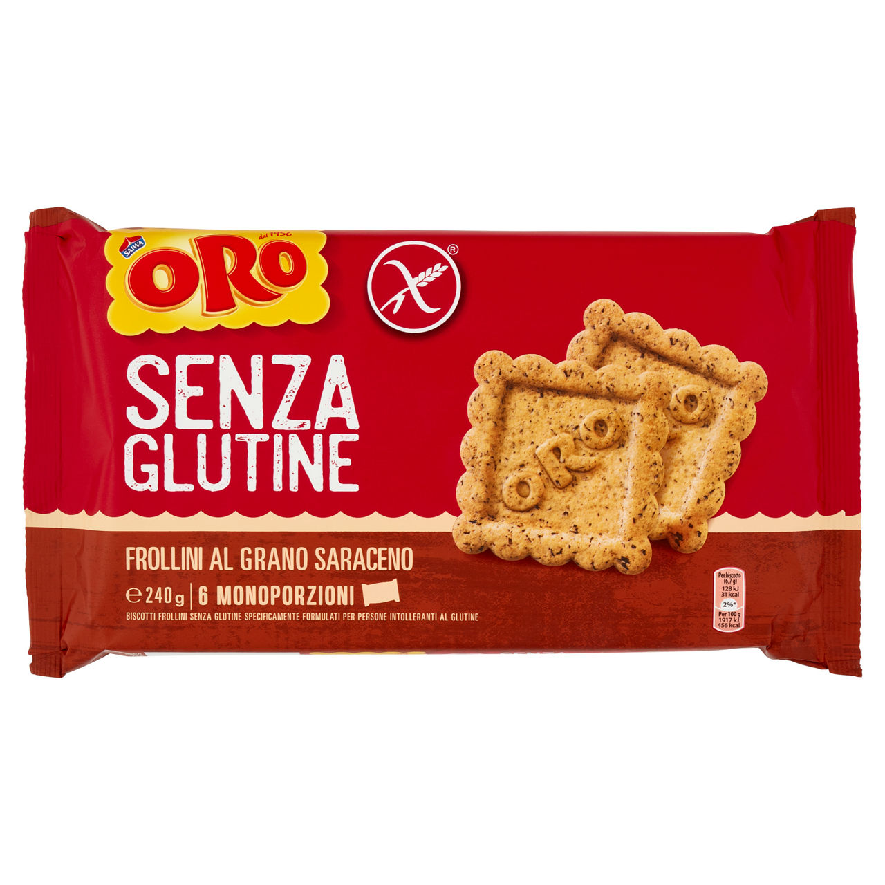 Biscotti frollini secchi al grano saraceno senza glutine 6 monoporzioni 240 gr - Immagine 01