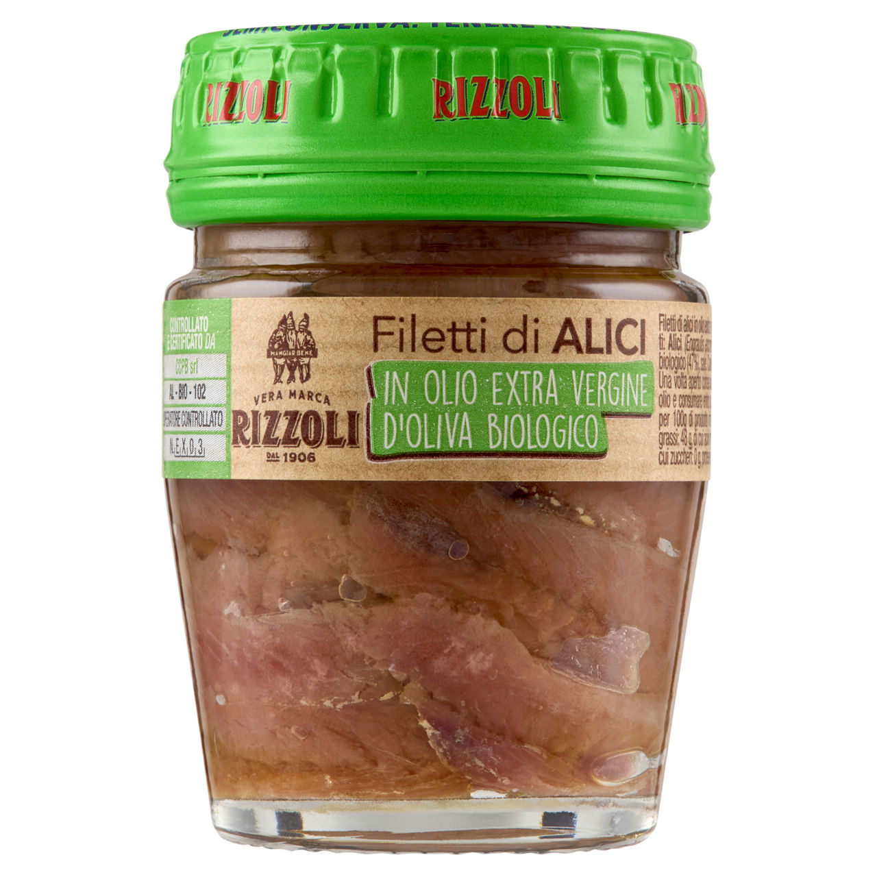 Filetti alici distese olio extravergine bio rizzoli vv gr.58