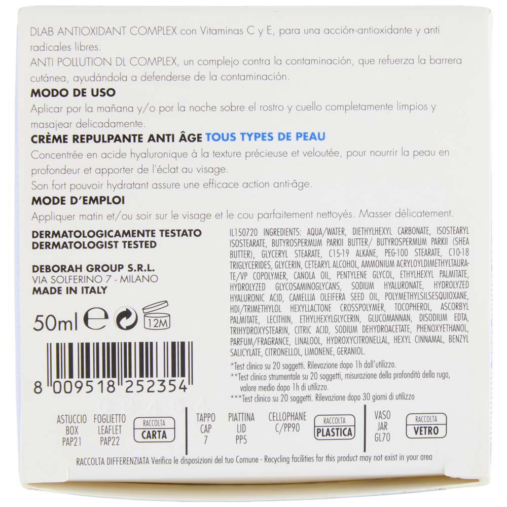 Crema viso rimpolpante anti et&agrave; concentrato di acido ialuronico 50 ml - Immagine 51