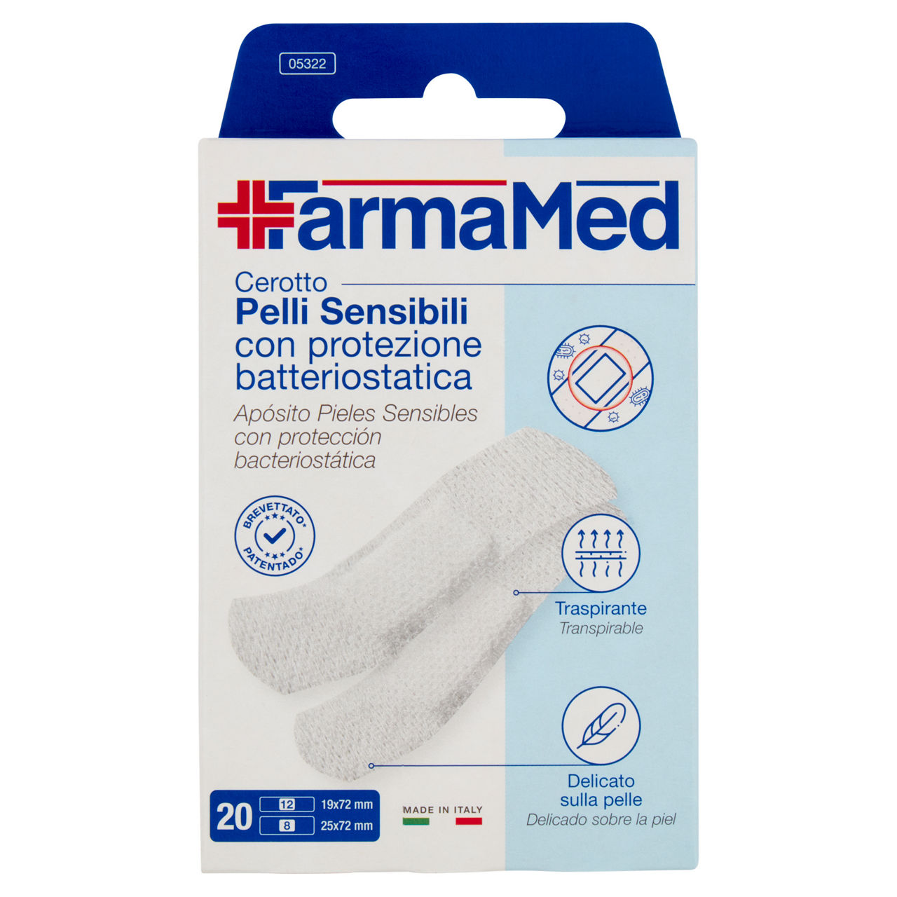 Cerotti farmamed abatox pelli sensibili 2 formati pz. 20