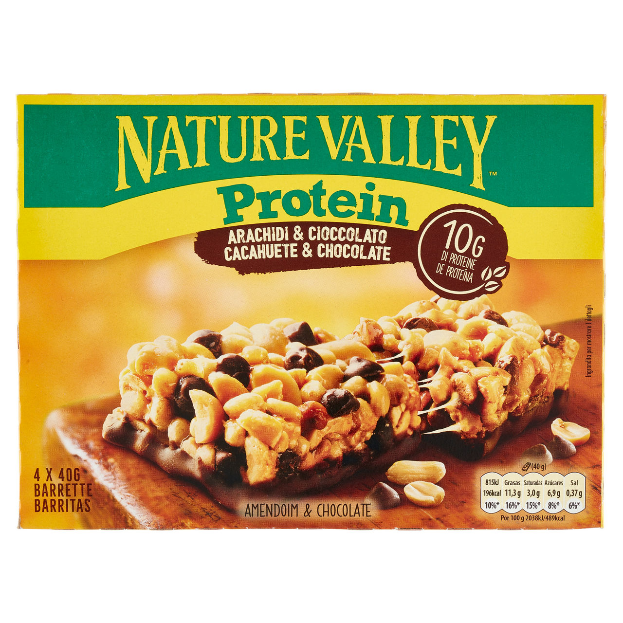 Barrette nature valley protein arachidi e dark chocolate 4x40gr - Immagine 01