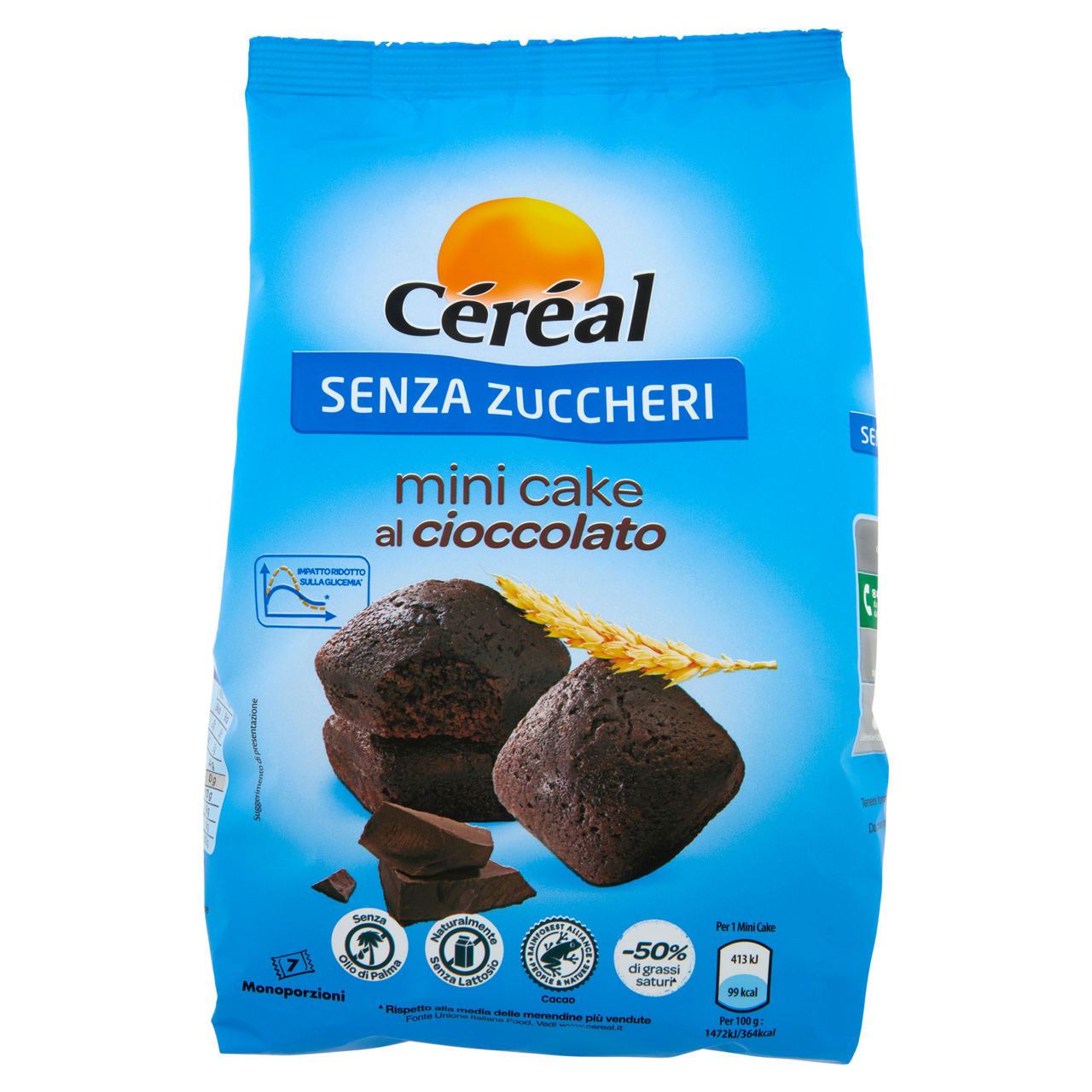 Mini Cake al cioccolato senza zuccheri 7 pz 196 gr