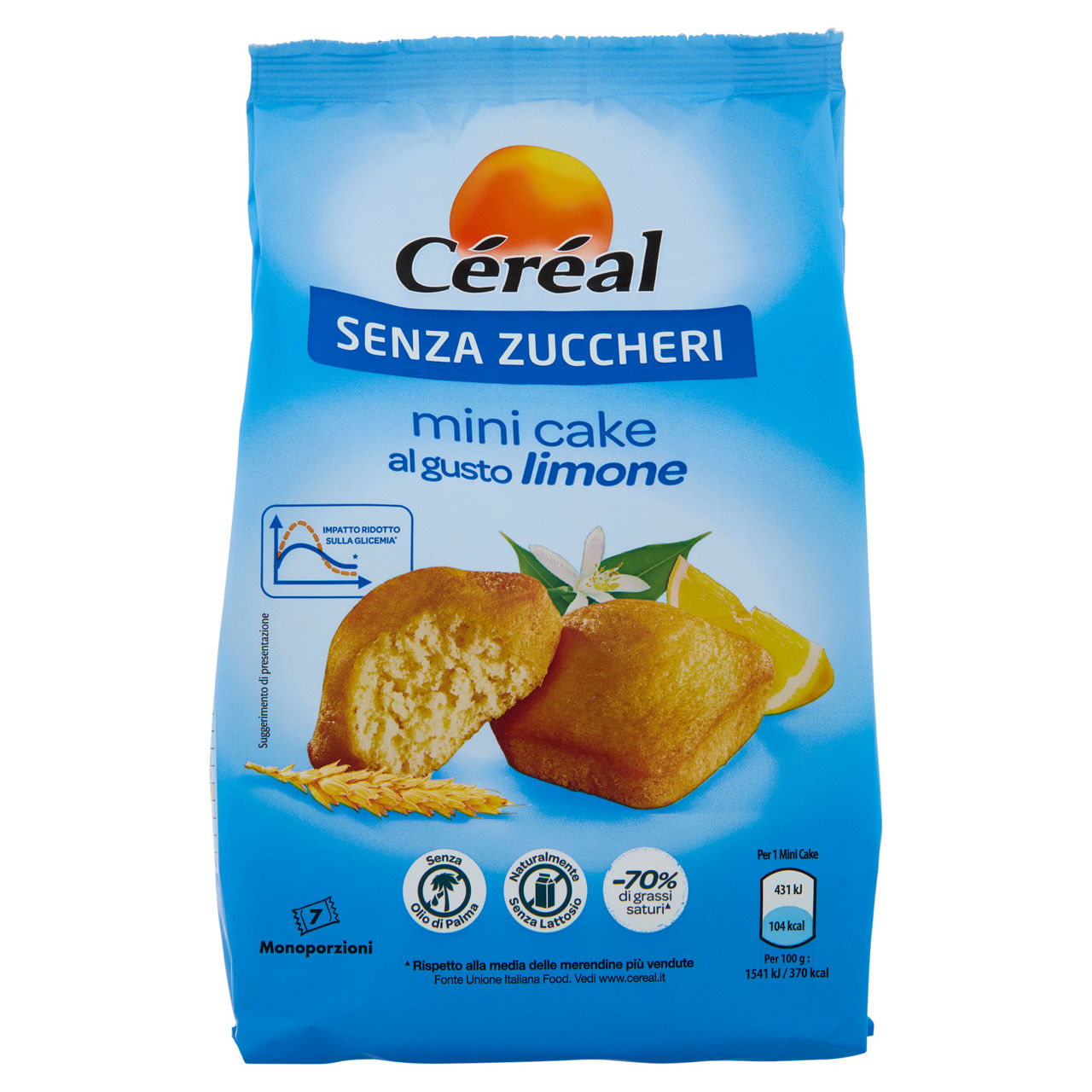 Mini Cake al gusto limone senza zuccheri 7 pz 196 gr