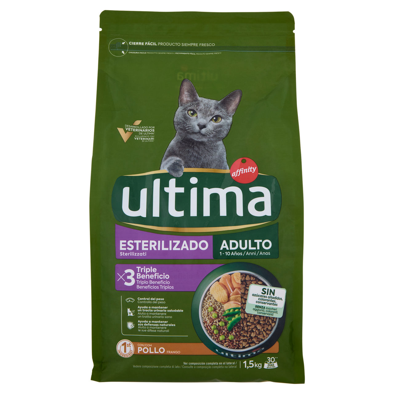 Secco gatto ultima  sterilizzato pollo sacchetto kg 1,5 - Immagine 01