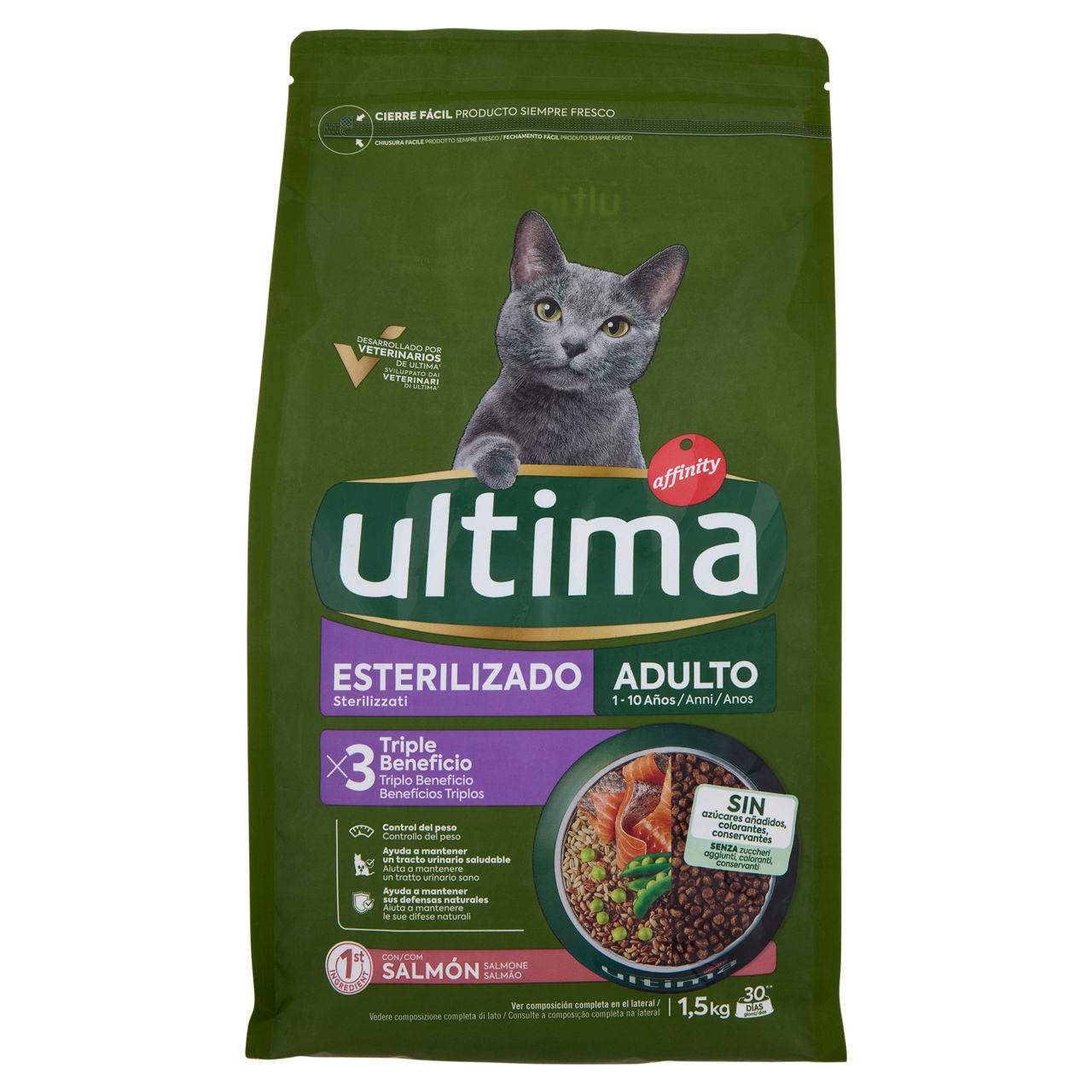 Secco gatto sterilizzato salmone kg 1,5 - Immagine 01
