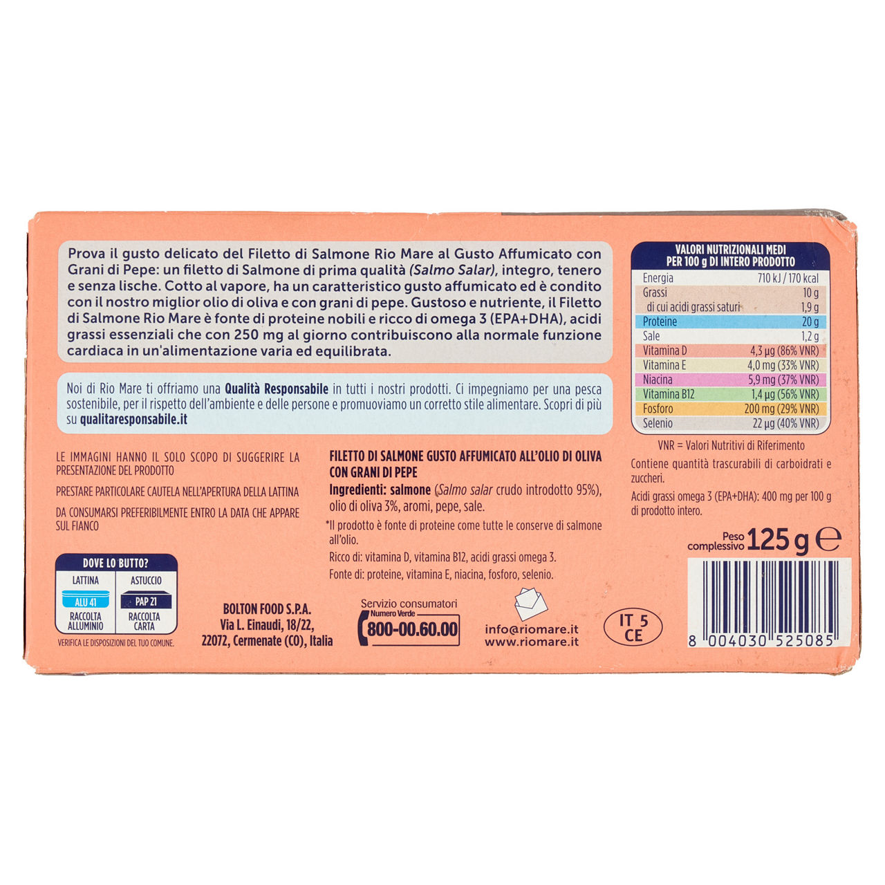 Filetti di salmone cotti al vapore affumicati rio mare scatola gr.125 - Immagine 11